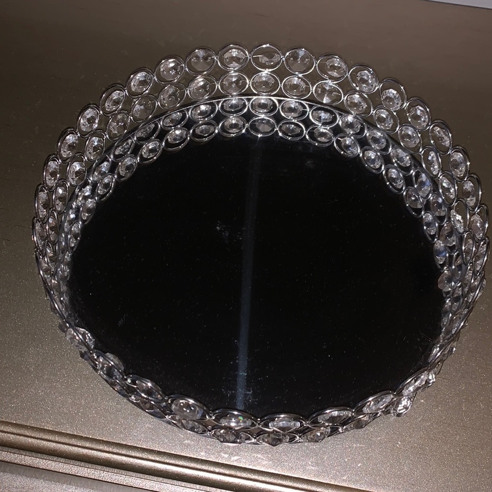 Mirrored decorative crystal tray